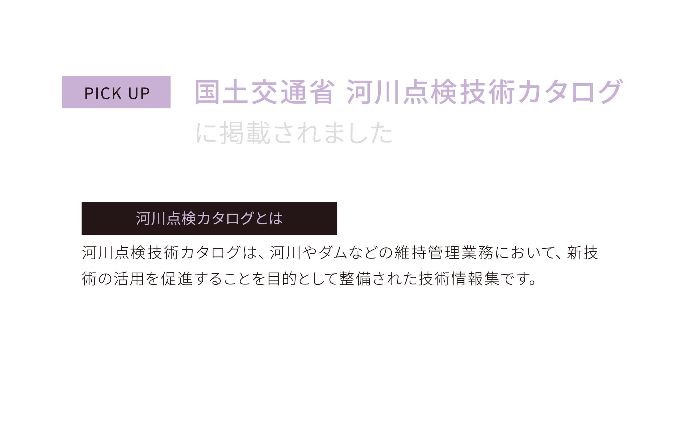 河川点検技術カタログへの掲載決定